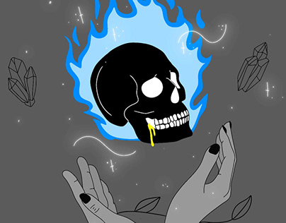 flaming skull