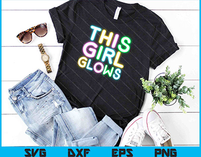 This Girl Glows Neon Lights Glow Party Lover SVG PNG