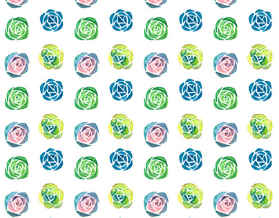 Watercolor Succulents: Seamless Pattern