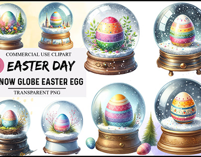 Watercolor Easter eggs Snow globe Clipart