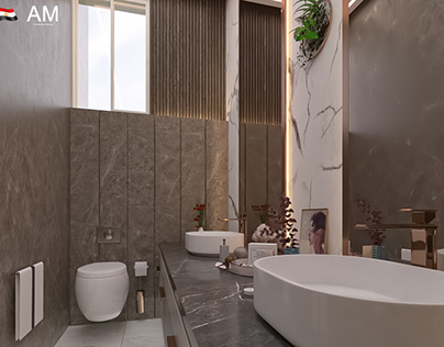 modern bathroom in mauntain viwe in new cairo