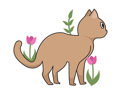 Cats and Flowers Sticker Set