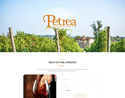 Petrea imports landing page design