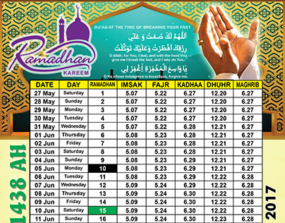 Ramadan Fasting Timetable