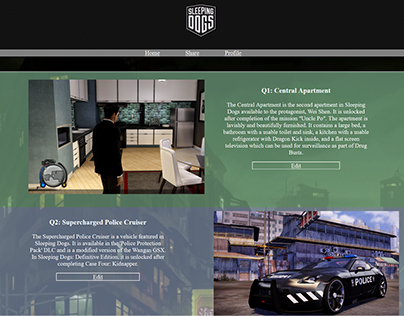 Sleeping Dogs Theme Website Design
