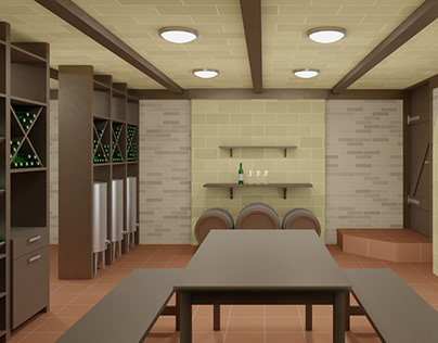 Wine cellar interior render