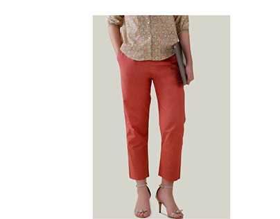 Shop Online Red Elegance Cotton Tapered Women's Pants
