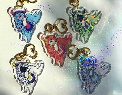 Pride Llama Keychains & Stickers