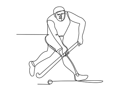 Field Hockey Player Continuous Line