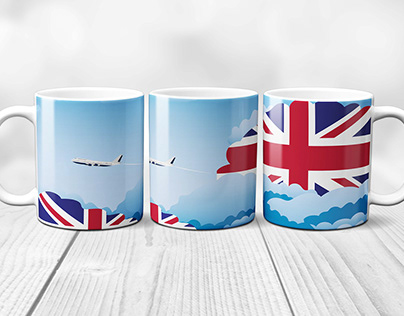 Day Clouds with World Flags Mugs