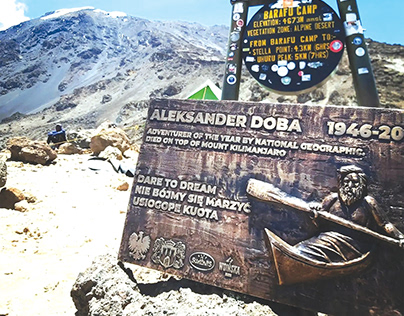 Tablica upamiętniająca Aleksandra Dobę - Kilimanjaro