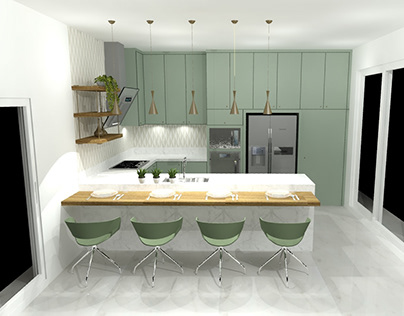 Cozinha Verde e Azul