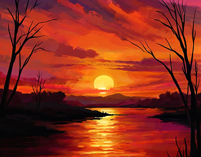 Digital painting of a sunset.