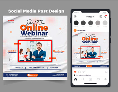Online webinar social media post design template