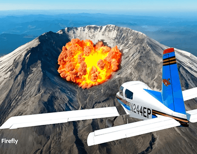 Flying Over Mount St. Helens 1980 Volcanic Eruption