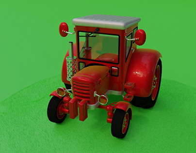 Cartoon Low Poly Tractor