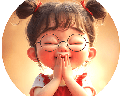 Cute little girl wearing a red dress and glasses