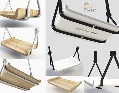 Solid wood swing 3D rendering