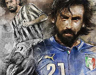 Andrea Pirlo soccer player illustration