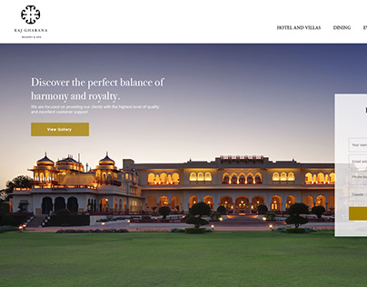 Website Design; The Raj Gharana luxury hotels