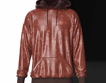 Leather Hoodie Jacket with Far