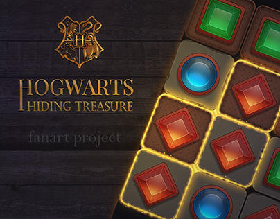 Hogwarts Hiding Treasure - Match3 Fanart Mockup
