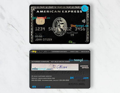 USA PNC bank amex black card template