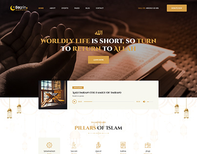 Islam Mosque psd website landing page