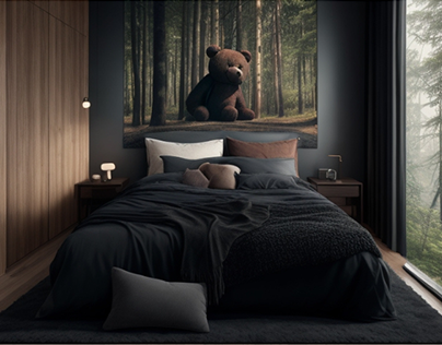 Enveloped in Comfort: Dark Tones and Teddy Bears