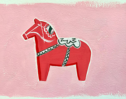 Swedish Dala Horse | Gouache Painting Techniques