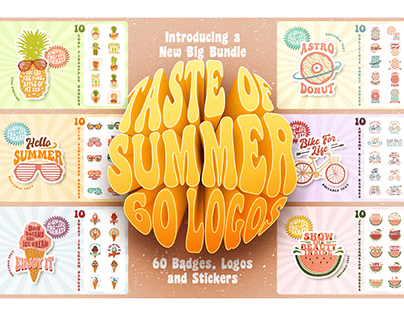 Taste Of Summer. 60 Groovy Logos