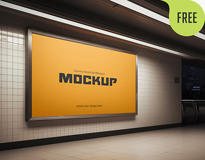 Free Subway Horizontal Billboard Mockup. AI Generated