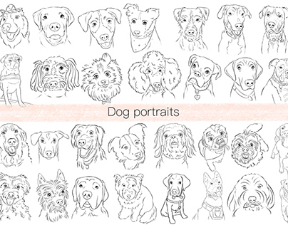 Dog portraits - line art