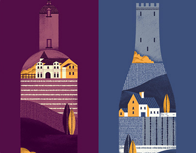 Bordeaux & Burgundy map - illustrations elements