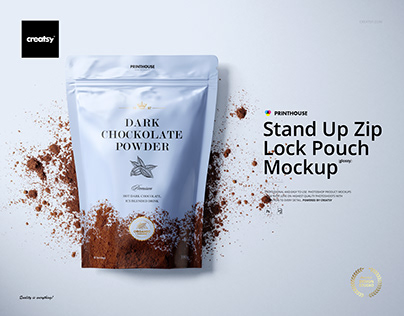 Stand Up Zip Lock Pouch Mockup Set (glossy)