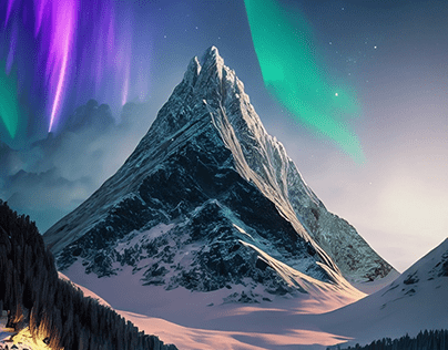 Mountains & Northern Lights (AI Generated)