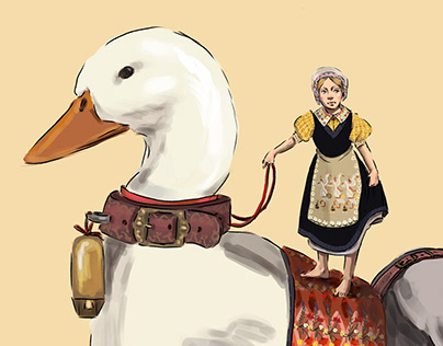 Little peasant on a giant duck