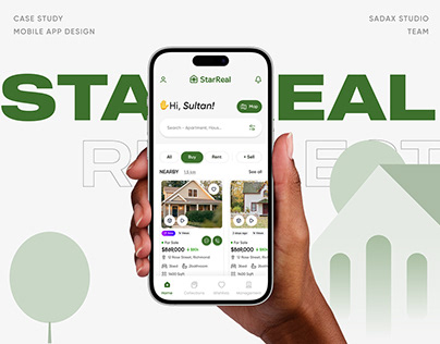 Project thumbnail - StarReal- Real Estate Mobile App design | UX Case Study