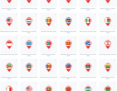 World flags pins marker pointer location map navigation