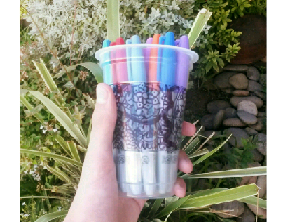 Plastic Cup with Zentangle