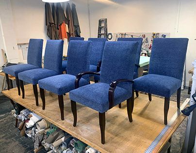Reupholstered Set of Parsons Dining Chairs