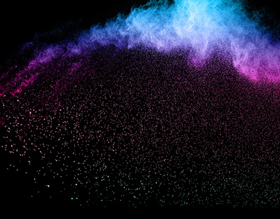 Color Powder explosion on black background.