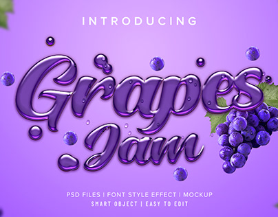 Free grapes jam liquid Photoshop text effect