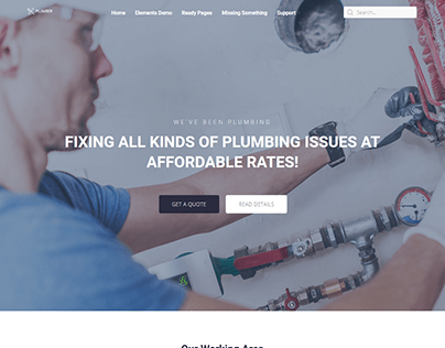 Plumbing service website with elementor