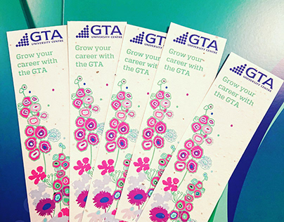 Seeded paper bookmark for GTA University Centre