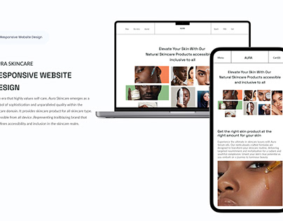 Aura Skincare Responsive Website Design||UI/UX Design