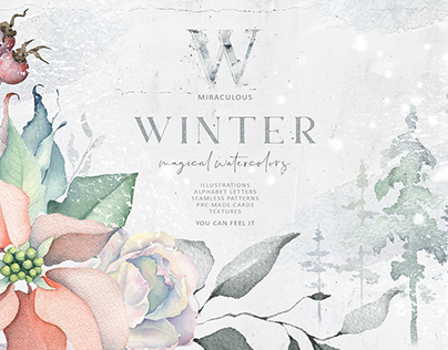 Winter Watercolors and Alphabets collection