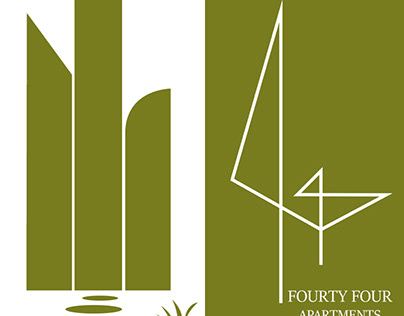 Fourty Four Apartment Flat Logo Design