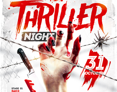 Thriller Night Party Flyer, PSD Template
