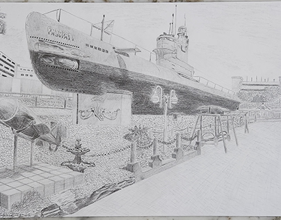 monument kapal selam sketch